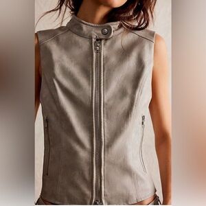 Free People Women's Gray Sleeveless Jacket